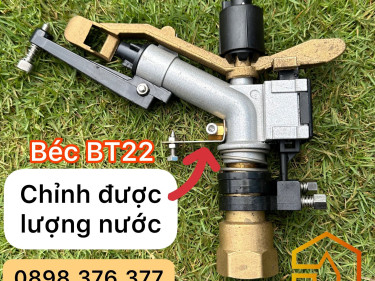 Béc BT22 - Béc tưới phun mưa gắn ống 34 chuyên chạy bơm điện 1 pha gia đình