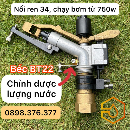 Béc BT22 - Béc tưới phun mưa gắn ống 34 chuyên chạy bơm điện 1 pha gia đình